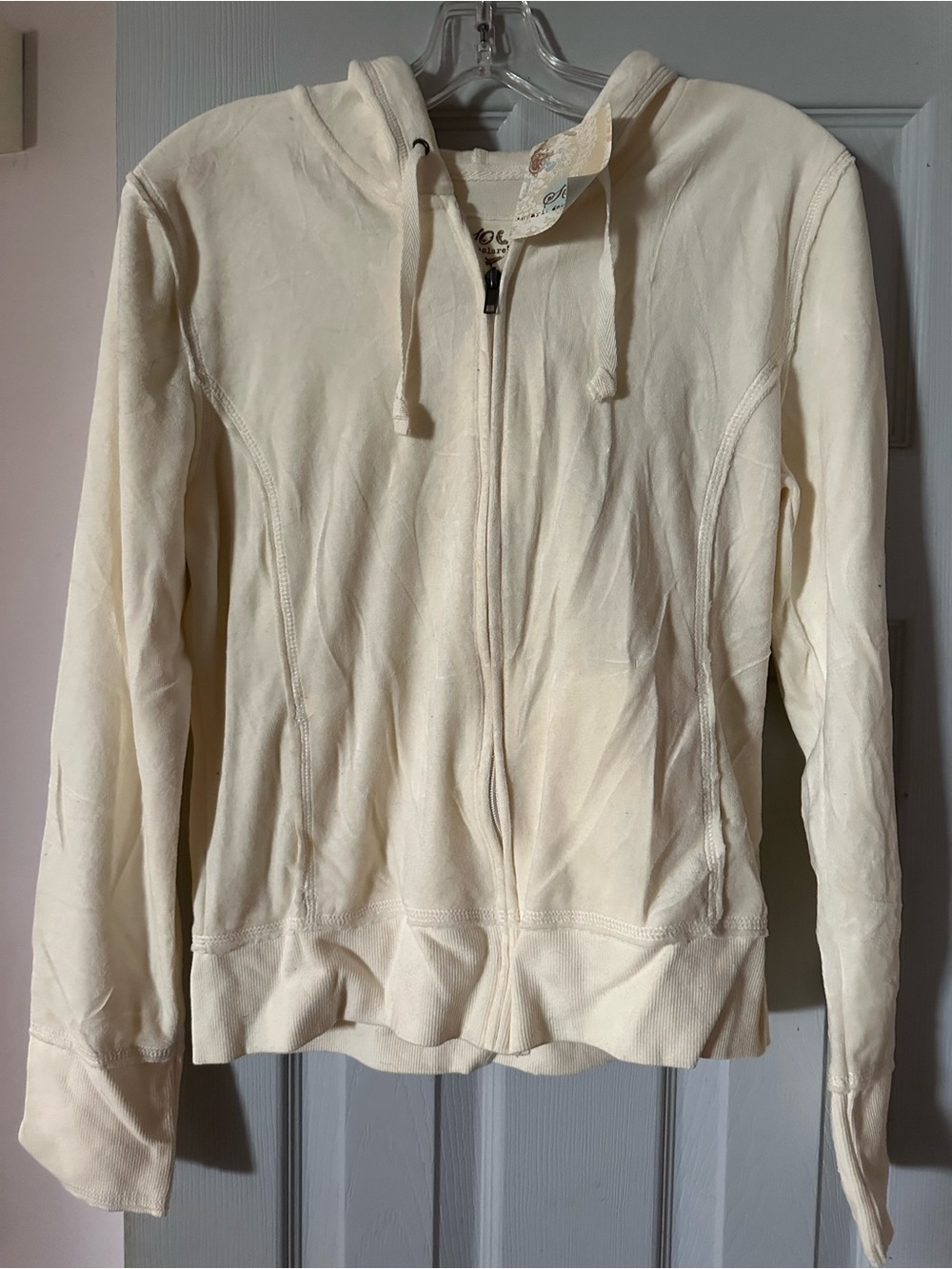 SO Cream Zip-Front Hooded Sweatshirt